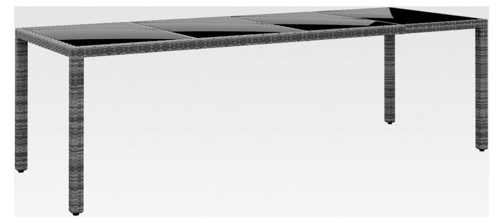 Gartentisch 250x100x75 cm aus Poly Rattan in Grau