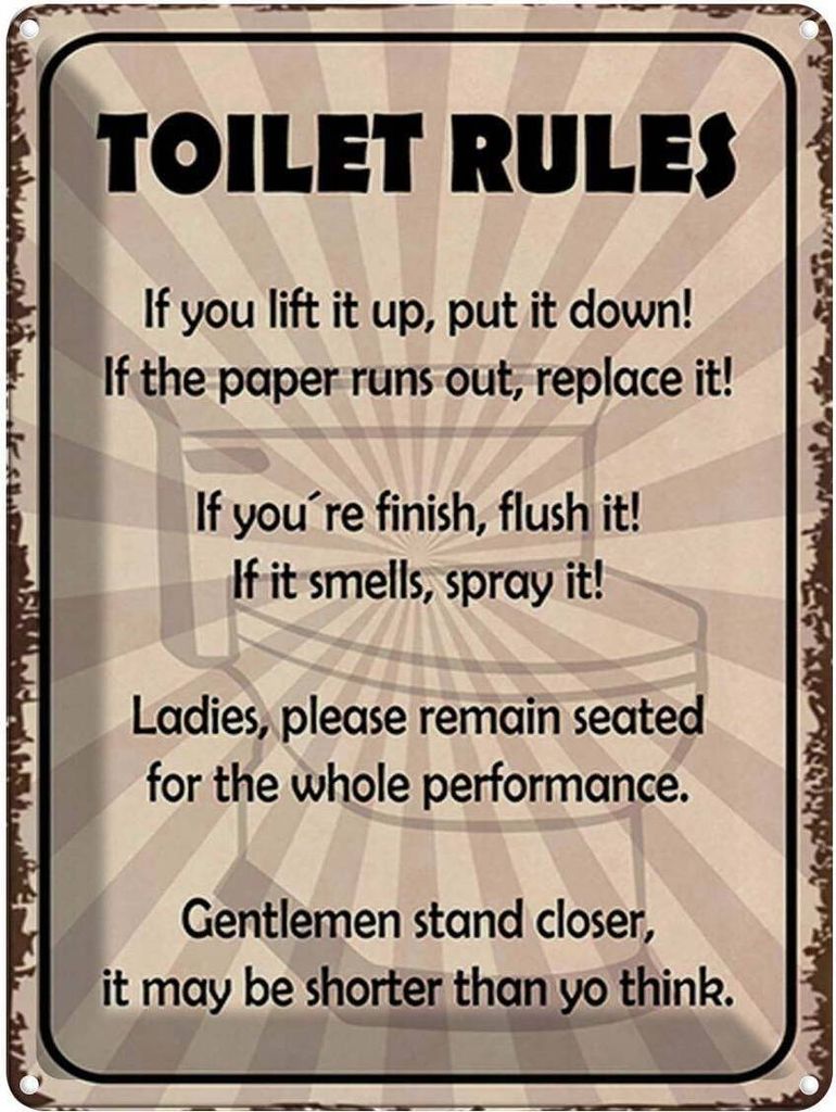 vianmo Blechschild 40x30 cm Toilet Rules if you lift it up