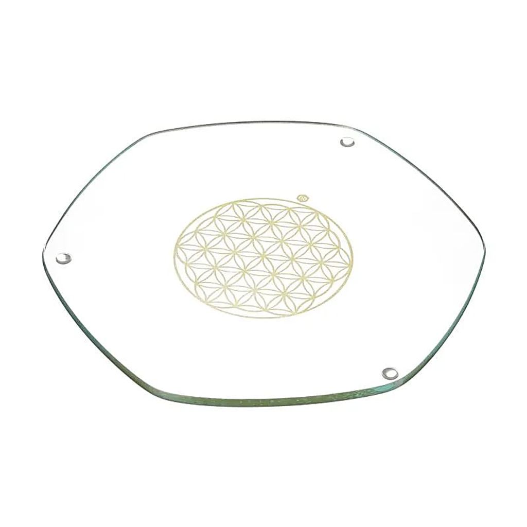 Energyplate Avec Fleur De Vie En Or Petit - 9 Cm Image du produit 