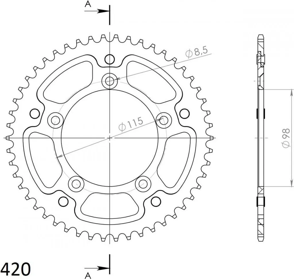 Couronne de Transmission 46 Dents 420 pour Compétition et Route RST