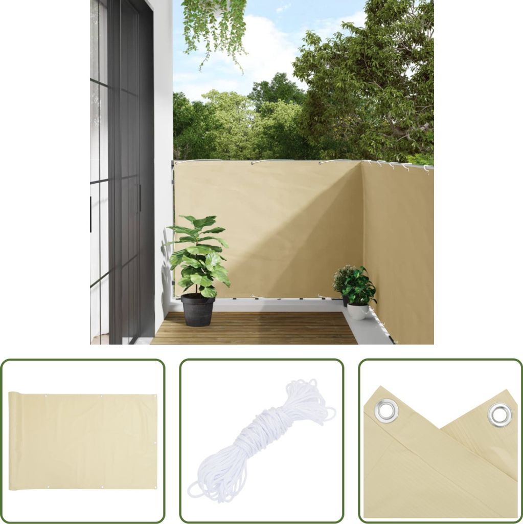 The Living Store Garten-Sichtschutz Creme 800x120 cm PVC