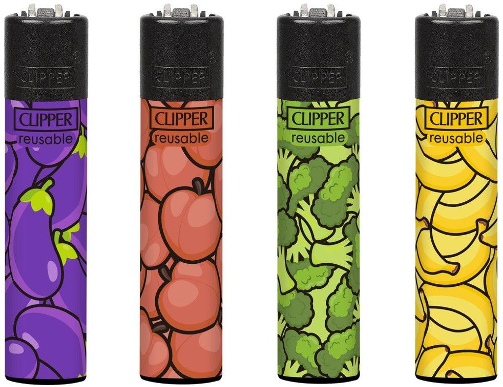 Clipper Feuerzeug 4er Set Veggie Pattern Produktbild 