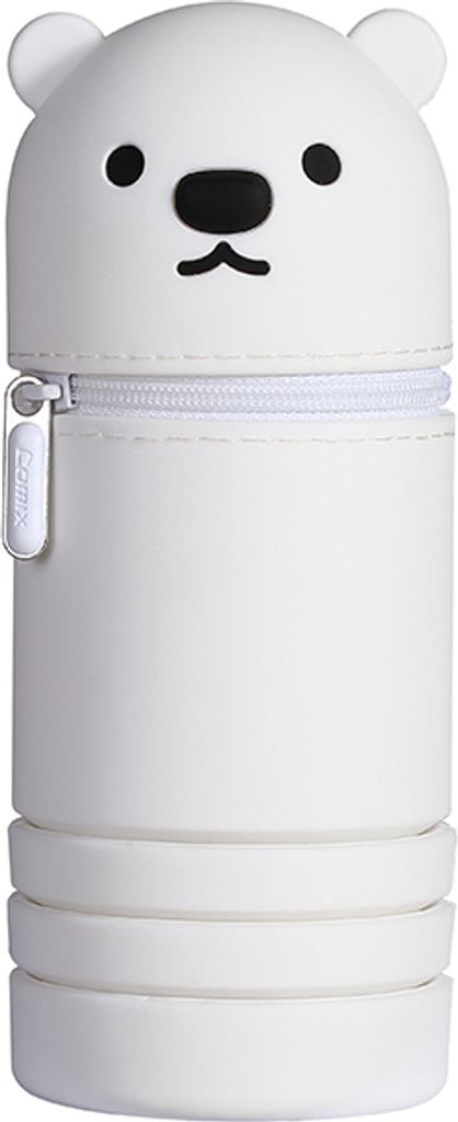 Silikon-Federtasche Polobear QFA9100 mit Eisbärenmotiv, Reißverschluss und anpassbarer Größe für Schulbedarf