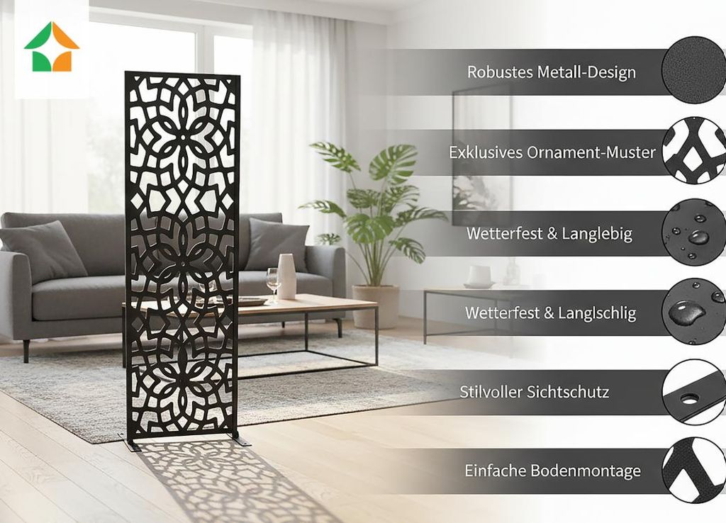 Dekorative Metallpaneel Metallsichtschutzwand - Mosaik Produktbild 