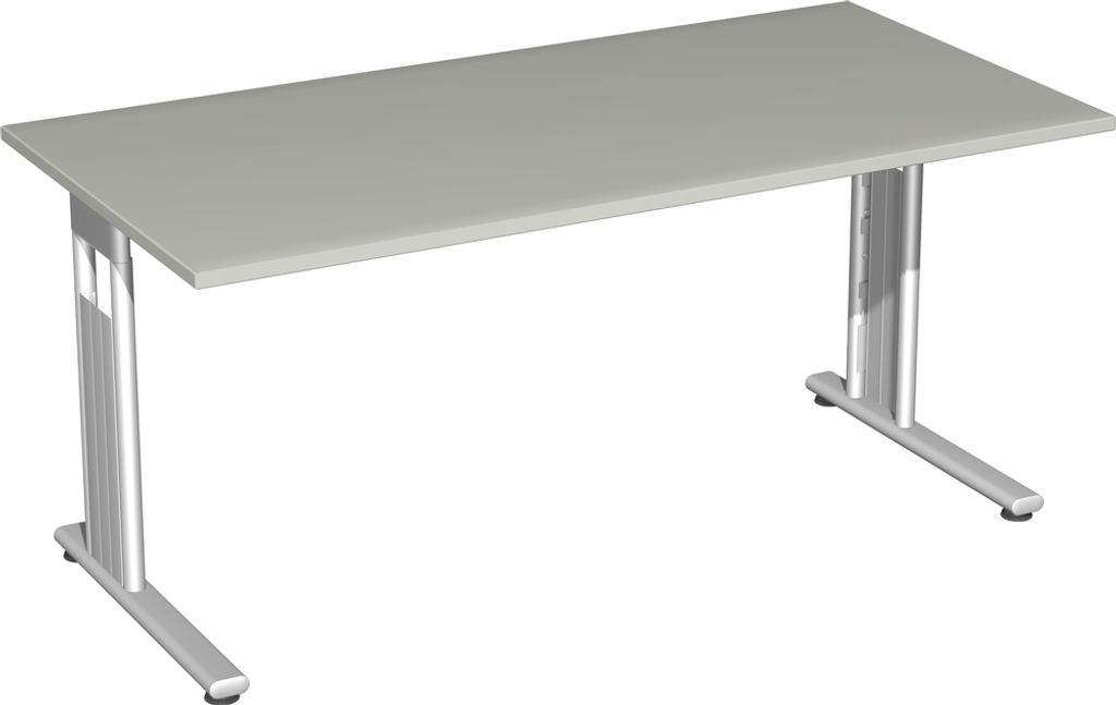 Gera Flex Schreibtisch feste Höhe, 1800x800x720, Lichtgrau/Silber