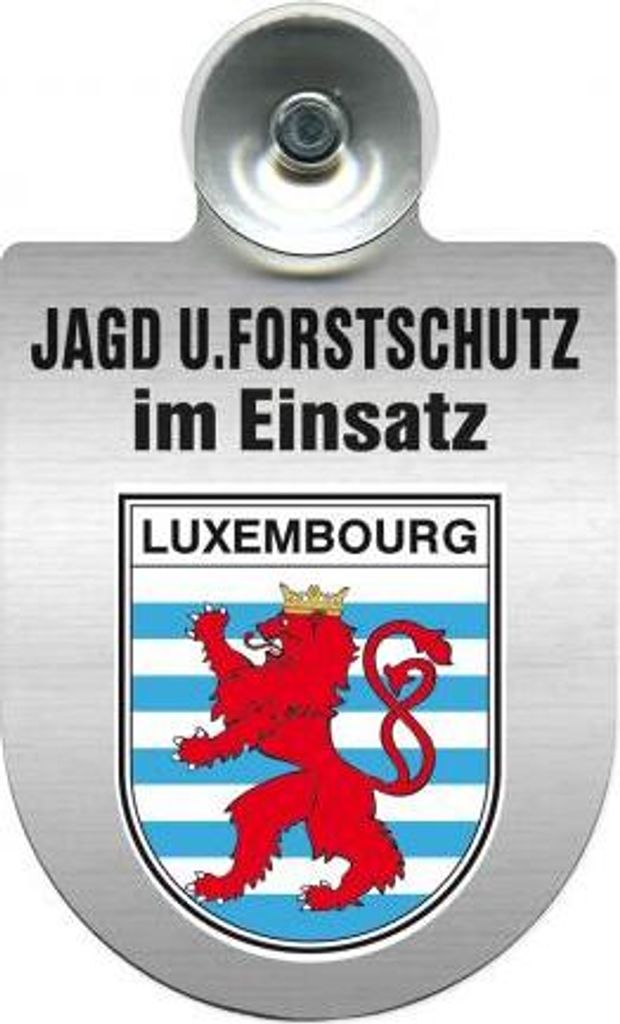 Einsatzschild für Windschutzscheibe incl. Saugnapf - Jagd + Forstschutz im Einsatz - Wappen nach Wahl - 309729- Color - Region Luxembourg