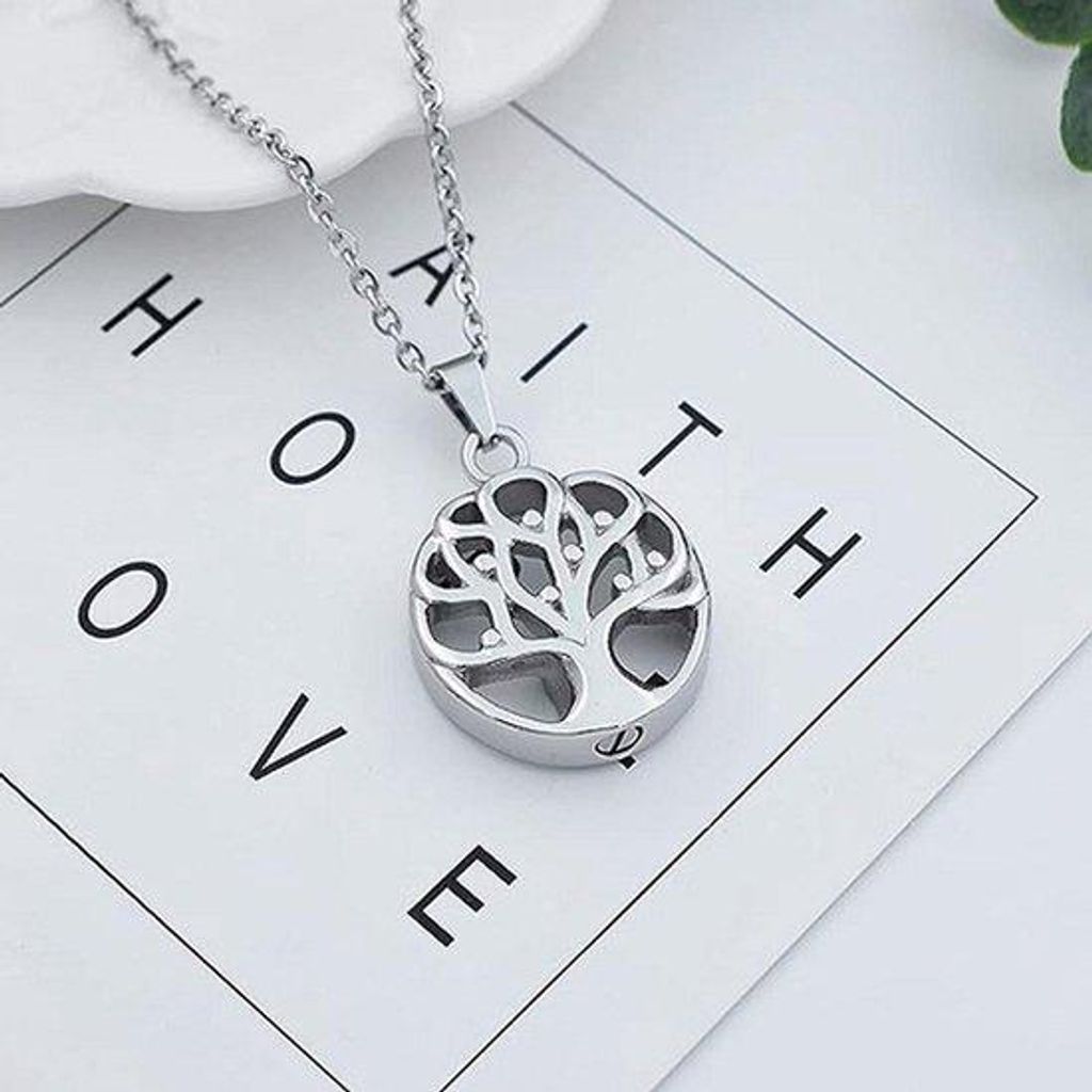 Luxe Ashanger mit Kette für Asche, Haare oder Parfum - Gedenkschmuck mit Astrechter und Aufbewahrungstasche