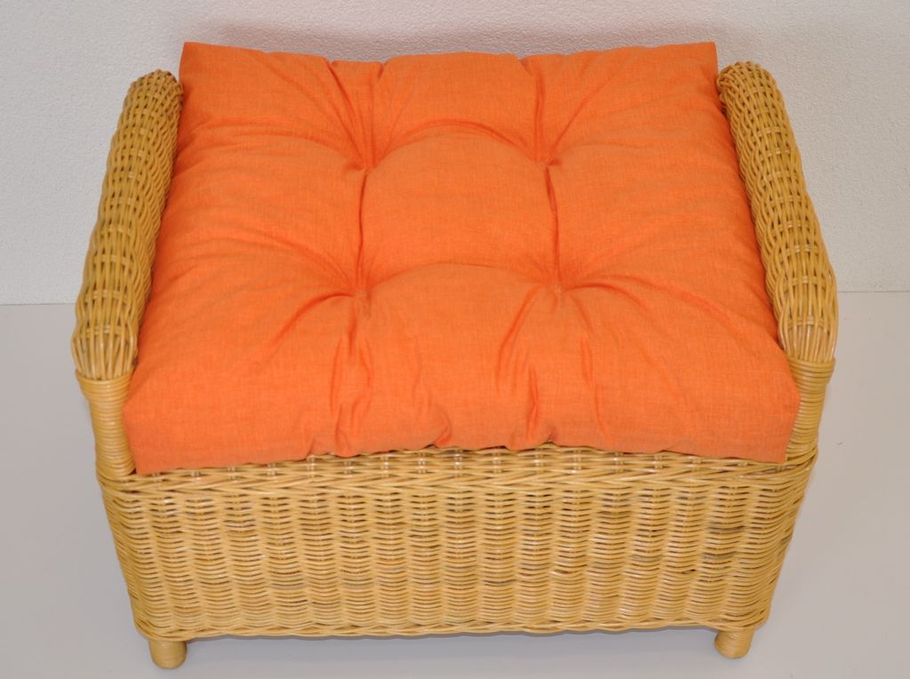 - Polster / Kissen / Ersatzpolster für Rattan Ohrensessel / Rattansessel , Hockerkissen , Colore Arancione (Orange)