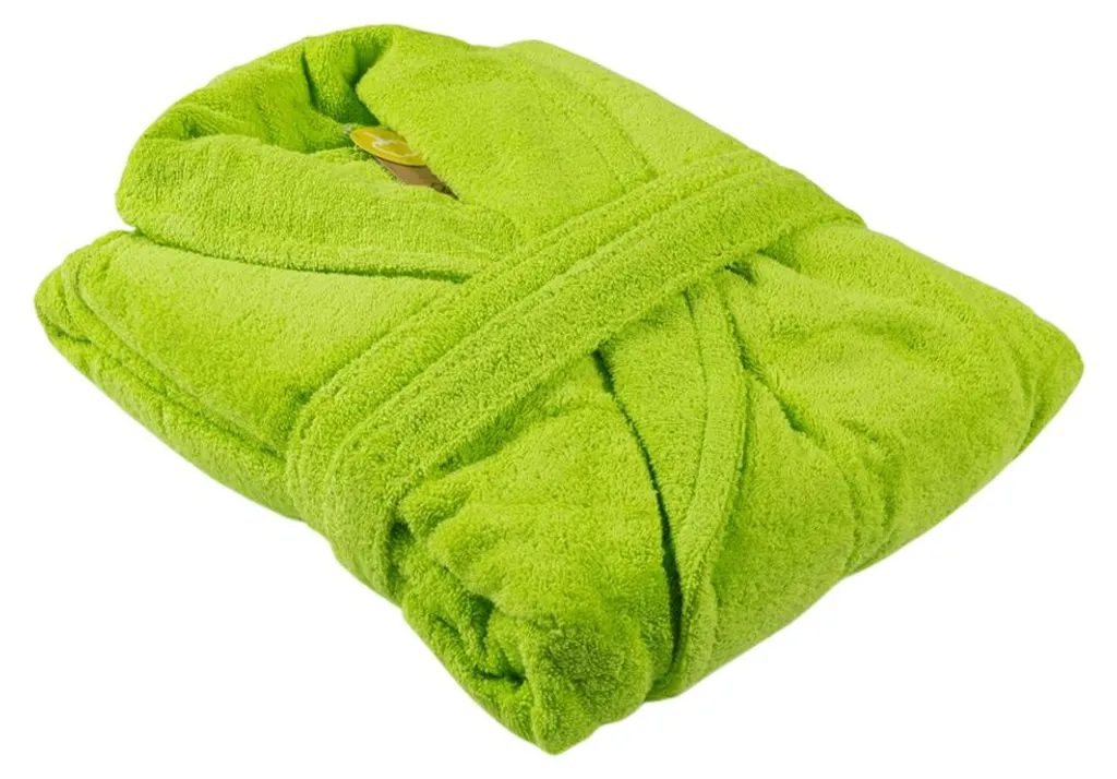 Peignoir de Bain Absorbant Femme XXS Vert Citron avec Poches et Ceinture