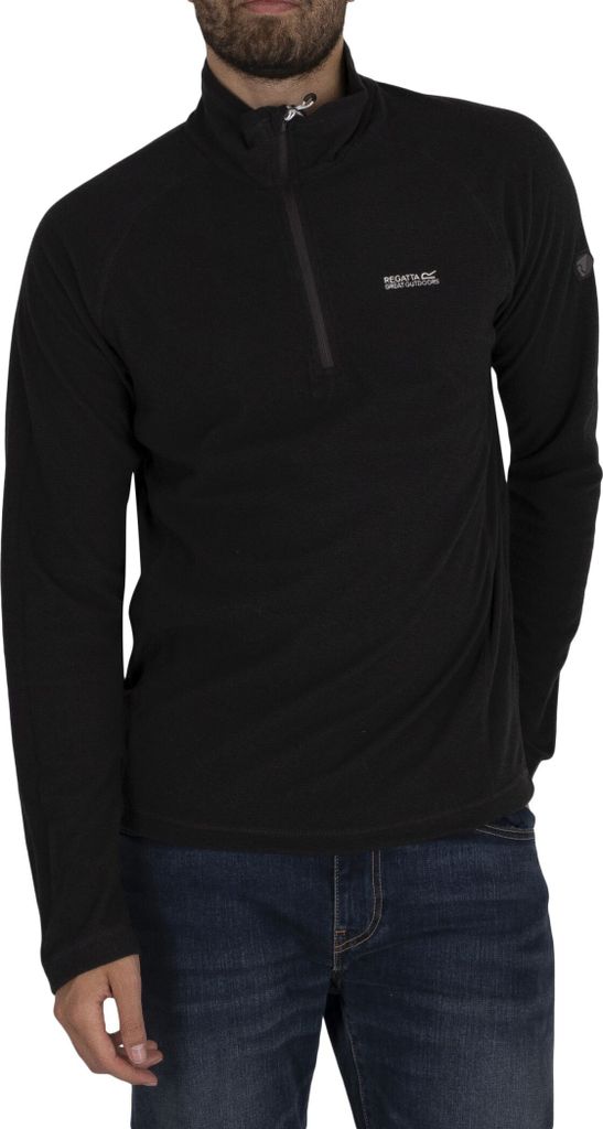 Regatta Montes Leichtes Mini-Streifen-Sweatshirt mit halbem Reißverschluss, Schwarz L