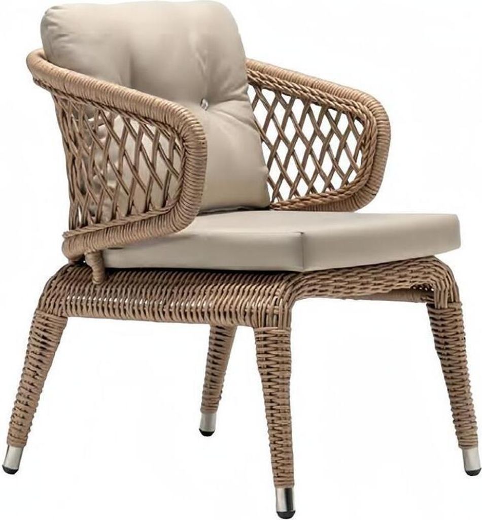 Sessel Rattan Beige r moderner Terrassen hochwertiger stilvolle Möbel