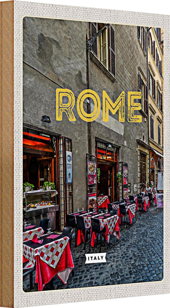 Holzschild Reise 20x30cm Rom Italien Restaurante Gebäude