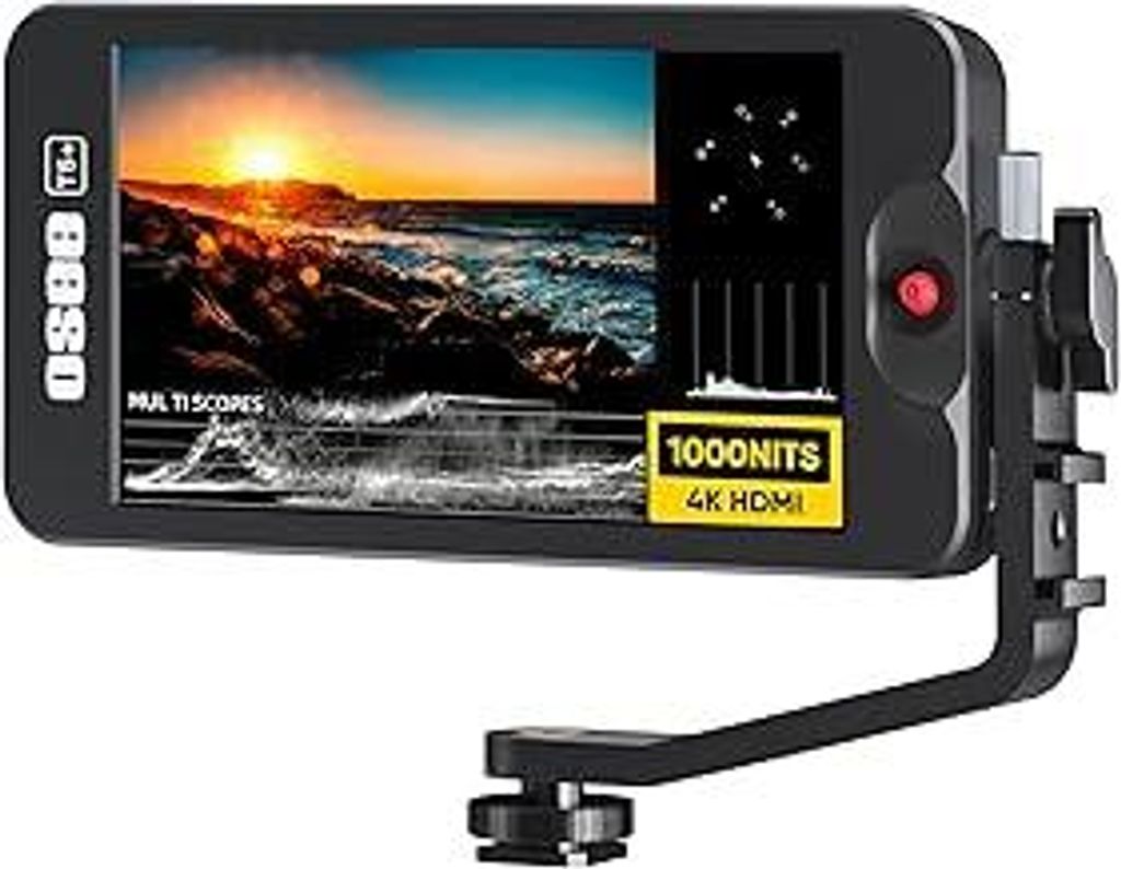 Osee T5+ Kamera Feld Monitor 1000nits 5,5 Zoll DSLR Camera Monitor mit 3D LUT HDR Wide Color Gamut Videomonitor 4K HDMI Belichtungs Fokus Assist DC...