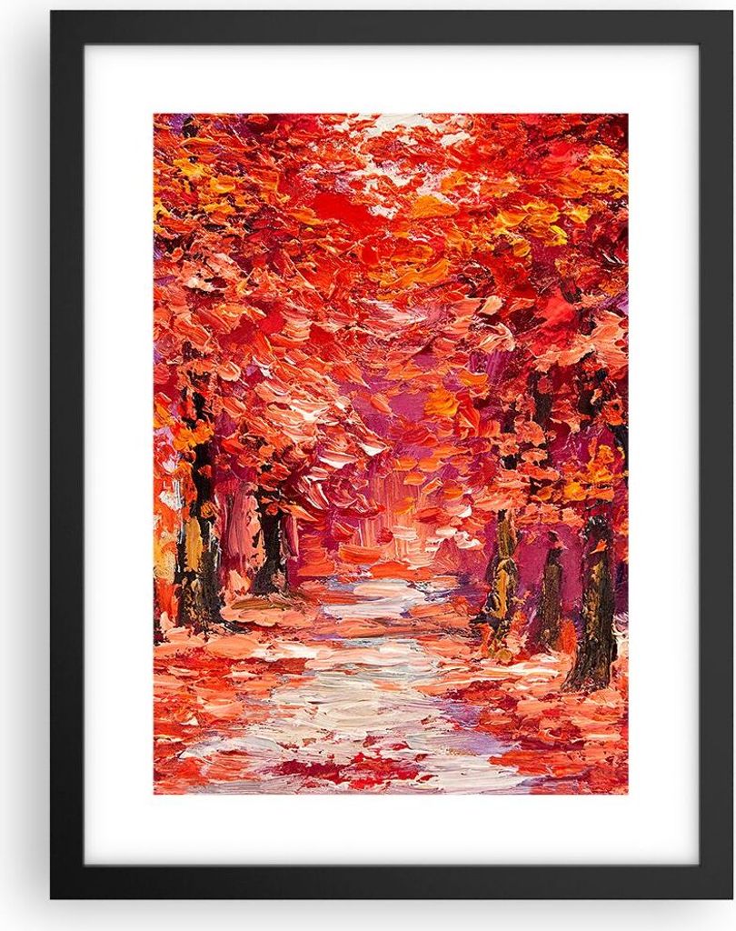 Gerahmtes Poster - Schwarzer Rahmen - Herbst Park Allee - 30x40 cm - Wand Bild - Wanddeko - Wandbilder - Kunstposter - Wandposter - Bilderrahmen - ...