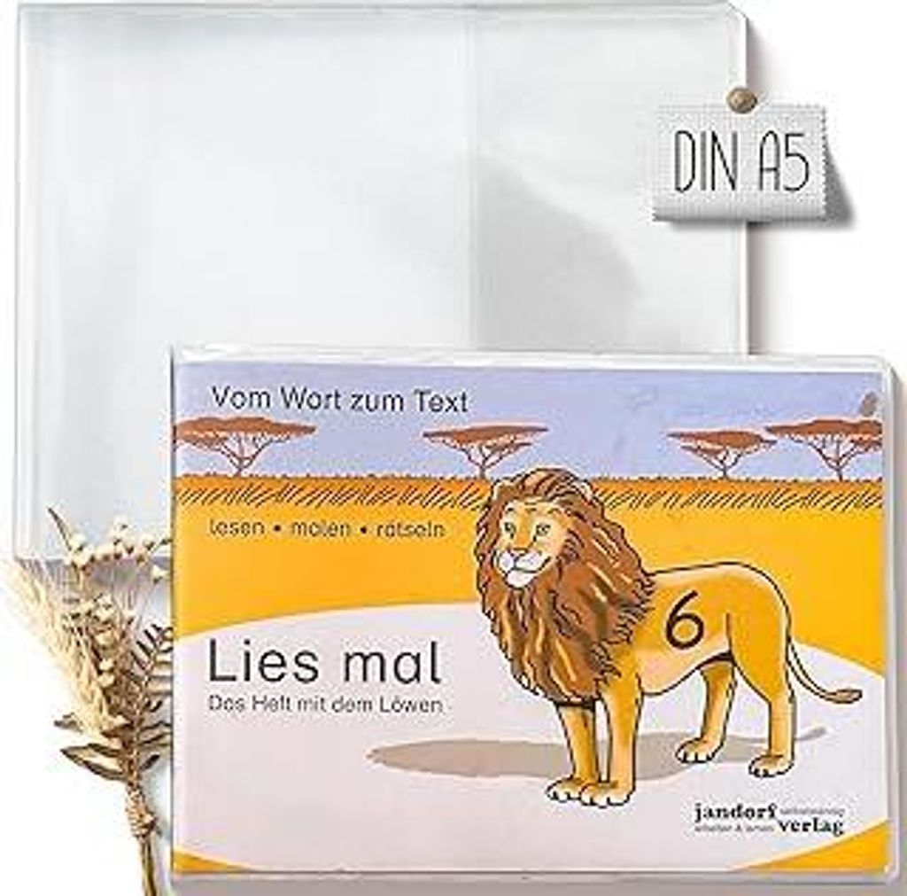 OLGS Hefthülle DIN A5 blanko QUER Format starke PVC Folie transparent Premium Umschlag für Lies mal Hefte | Hülle für Schulbücher und Schulhef...