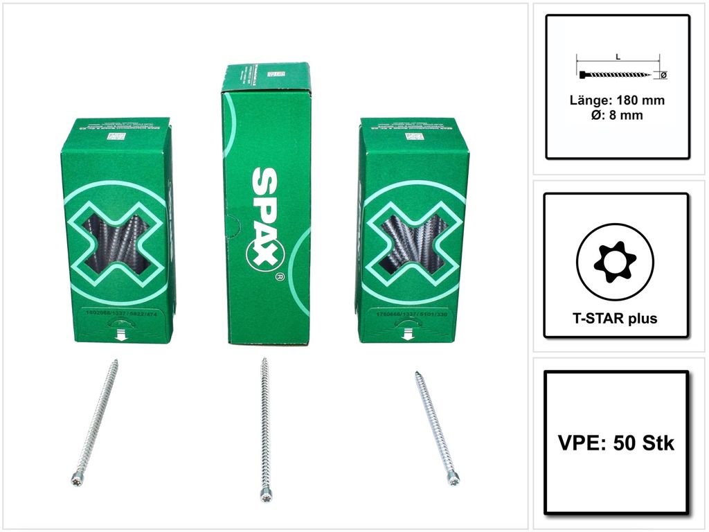 SPAX® 1221010801805 SPAX® Holzbauschrauben T40 Zylinderkopf Obrázok produktu 