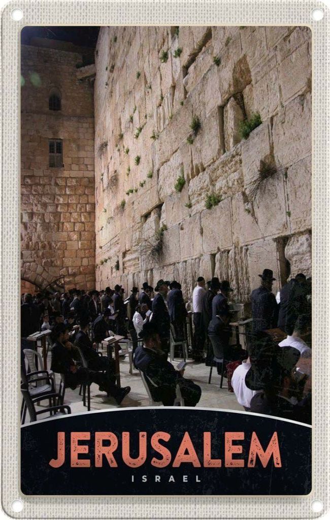 vianmo Blechschild 18x12 cm Jerusalem Israel Gebet beten Bildmotiv Reisemotiv Abenteuer Reisen