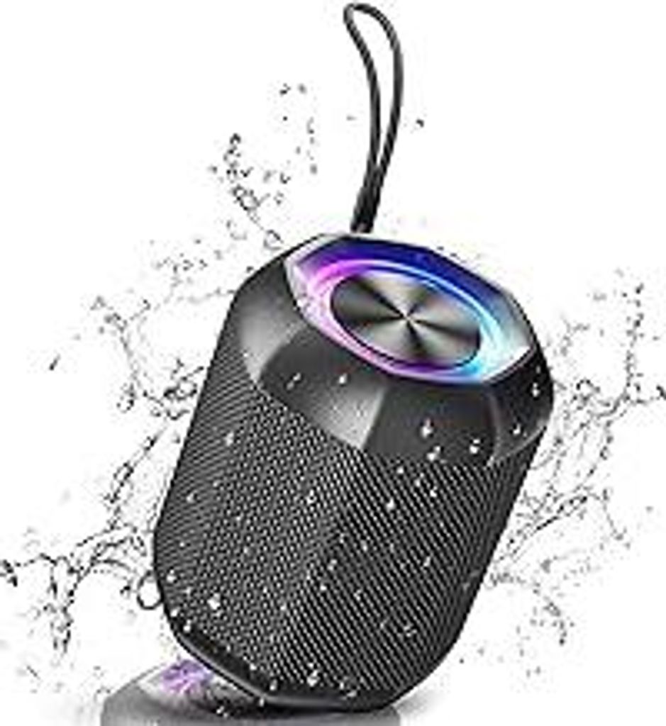 Bluetooth Lautsprecher Klein mit LED Licht Bluetooth Boxen Wasserdicht Kabellos Bass 18 Stunden Spielzeit Tragbarer Musikbox für Handy und PC Mikr...