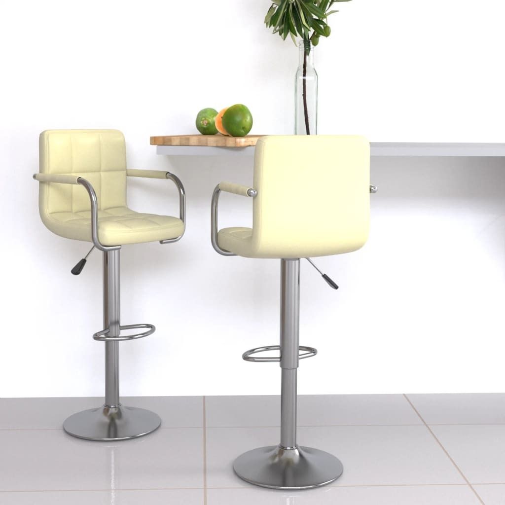 Barhocker 2 Stk. Creme Kunstleder , Barhocker Design 2024