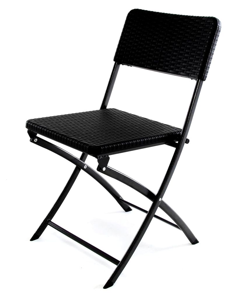 Klappstuhl schwarz in Rattan-Optik für Garten, Balkon und Camping 80 x 40 cm