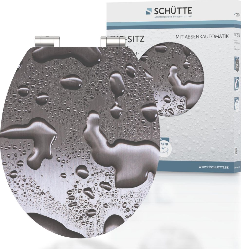 SCHÜTTE WC Sitz GREY STEEL High Gloss mit MDF Holzkern, Produktbild 