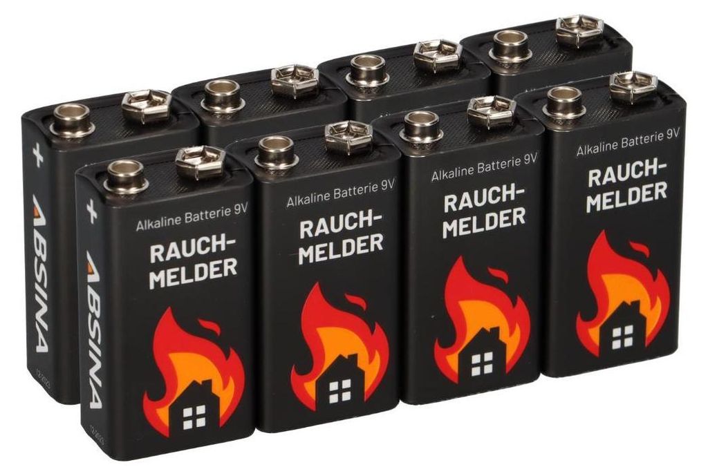 8x 9V-Block Rauchmelder Batterie für Rauchwarnmelder Produktbild 