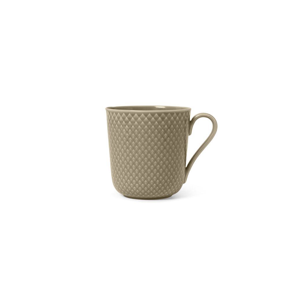 Lyngby Porcelæn - Rhombe Earth Becher mit Henkel 39 cl, clay