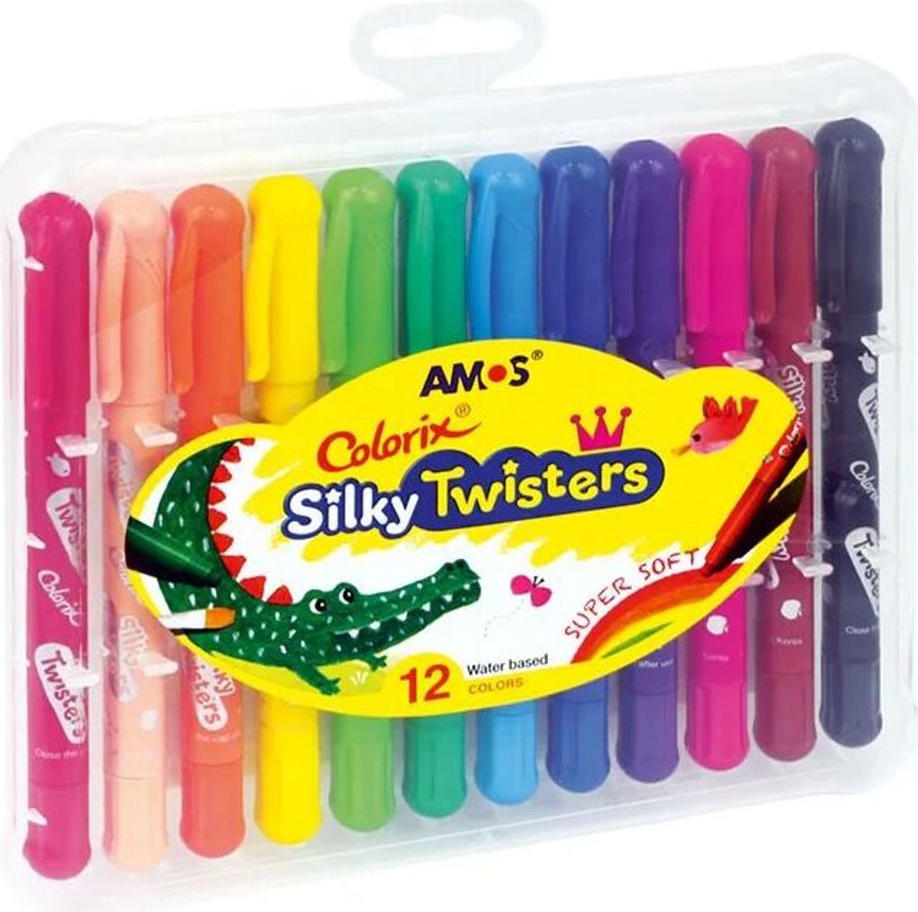 Pastelli a rotazione AMOS Silky Twisters, 12 colori Immagine del prodotto 