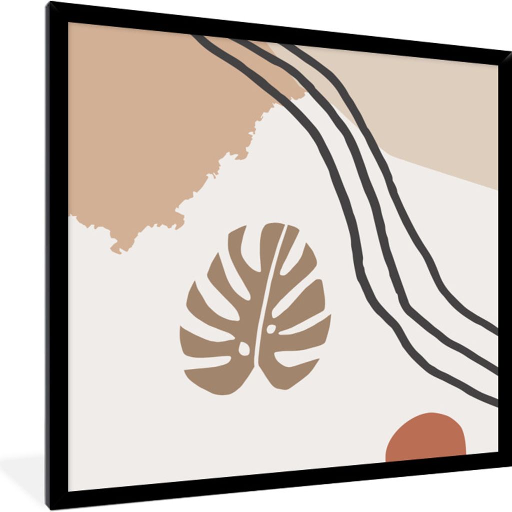MuchoWow Gerahmtes Poster Sommer - Abstrakt - Blatt 40x40 cm - Poster mit Schwarzem Bilderrahmen Wandposter Rahmen Foto Bilder - Mit Rahmen - Wan...