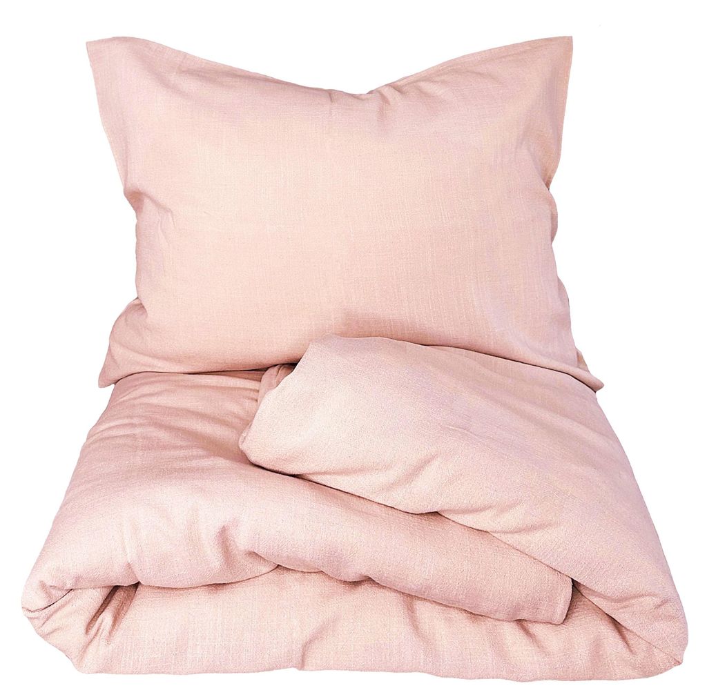 Leinenbettwäsche Naira in Hellrosa – Set 140 x 200 cm, 70 x 90 cm