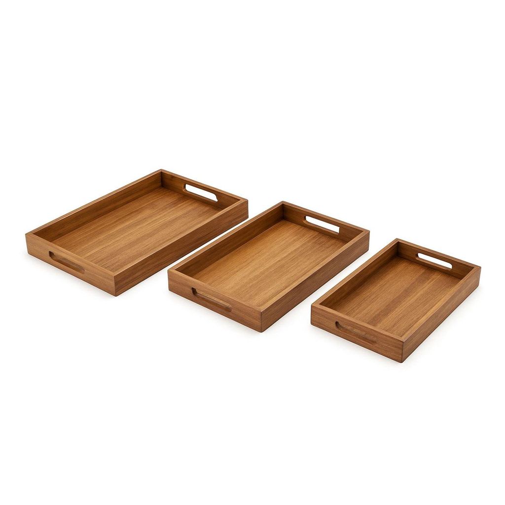 3er Set Serviertablett mit Griffen Akazienholz 3 Größen Produktbild 