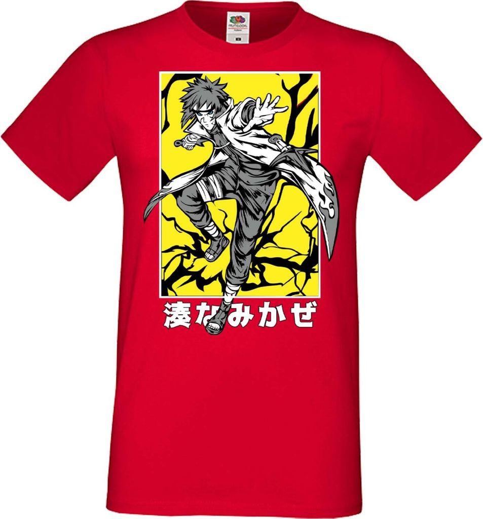 Herren T-Shirt Manga Anime Naruto Minato Namikaze, Man 3XL / Rot