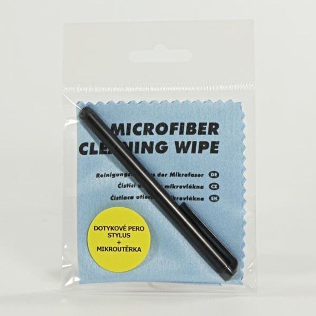 Touchpen, kapazitiv, Metall, für iPad und Tablet + Mikrofasertuch, Logo