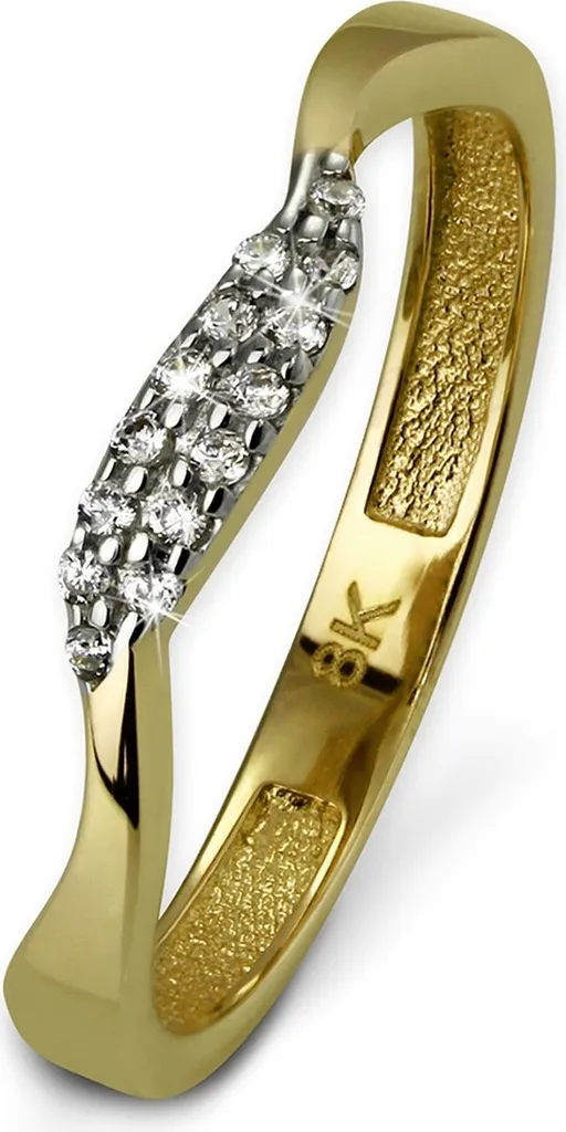 Bague GoldDream Or 333 Jaune Zircone Blanc Taille 60 Vague D2GDR501Y60
