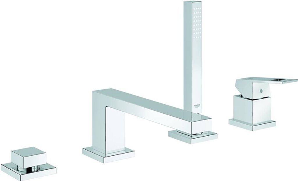 Grohe Eurocube 4-Loch-Einhand-Wannenkombination, Ausladung 220mm, mit Brausegarnitur, Wannenrandmontage, 19897001