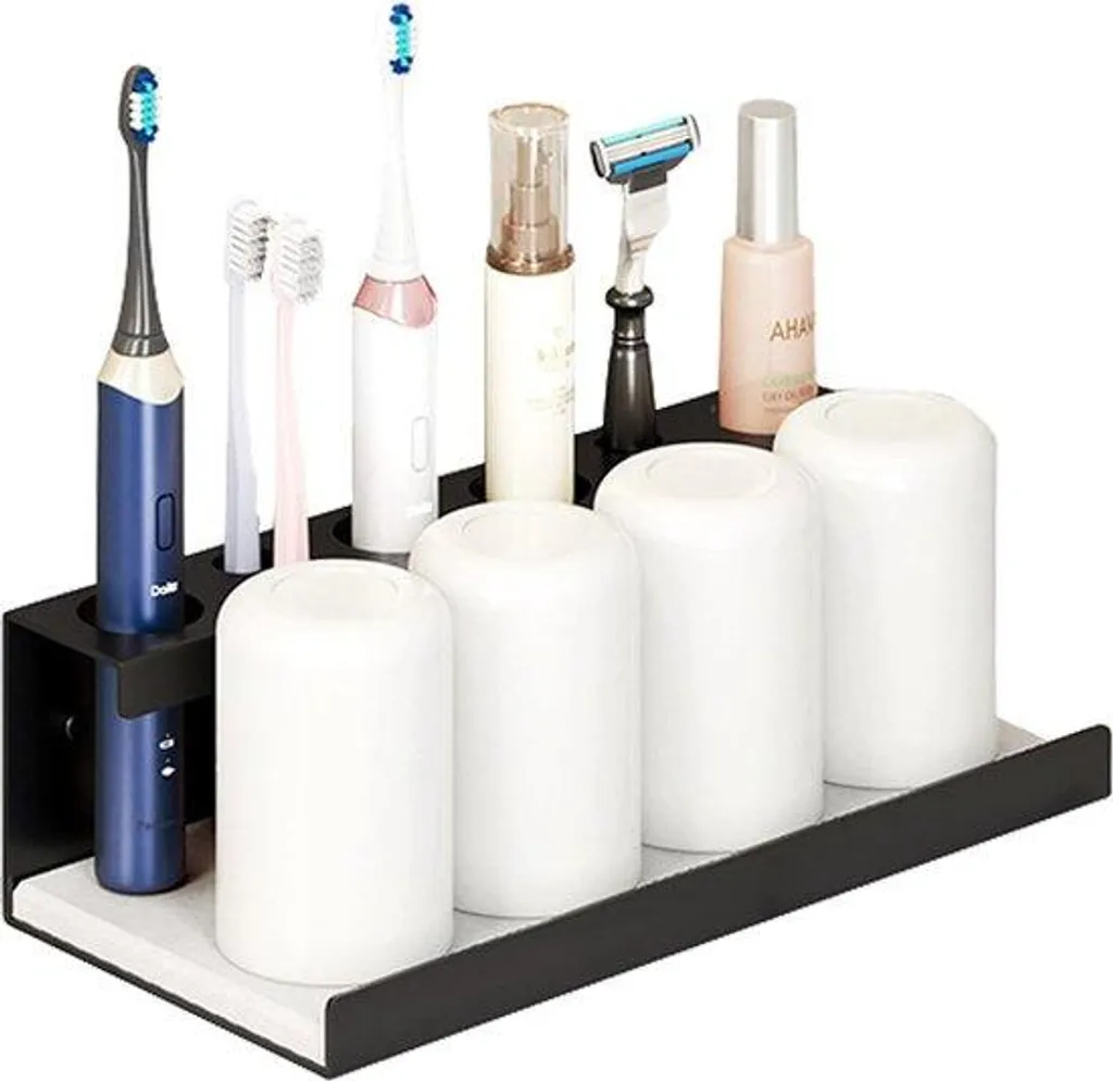 Porte-brosse à dents électrique noir mat aluminium au design épuré