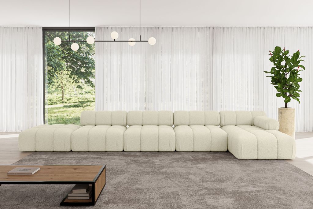 ALTDECOR Modulares Sofa Ecksofa in L-Form - Lizur-L3 - 475x160x70 cm Beige Corner modular Sofa Eckcouch Couch Wohnlandschaft Cauchsofa Polstersofa