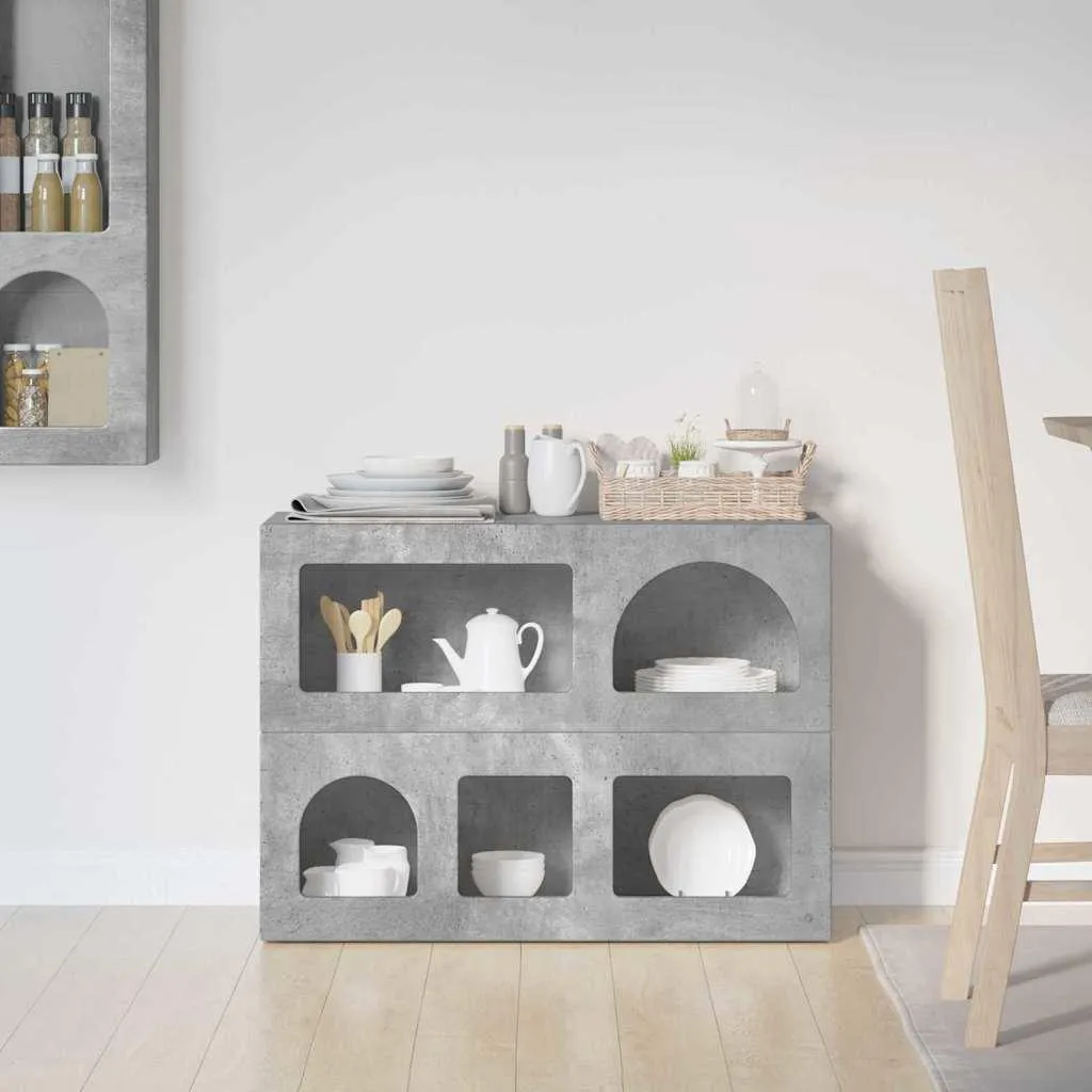 SYFAX Credenza Grigio Cemento 80.5x35x59 cm | Madia Moderna Multistrato - 4