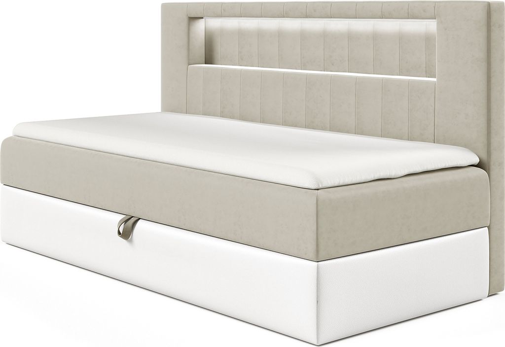 MEBLINI Kinderbett mit Bettkasten - Gepolstert Einzelbett mit Matratze - Polsterbett mit Stauraum - Bett mit Kopfteil - Stauraumbett - GARETH 2 - 8...