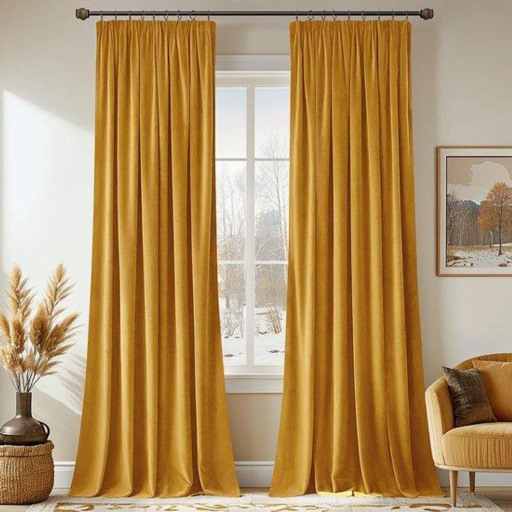 Fluwele Vorhang-Set - Dunkelheit - 2 Stücke - Gelb - 140 x 300 cm