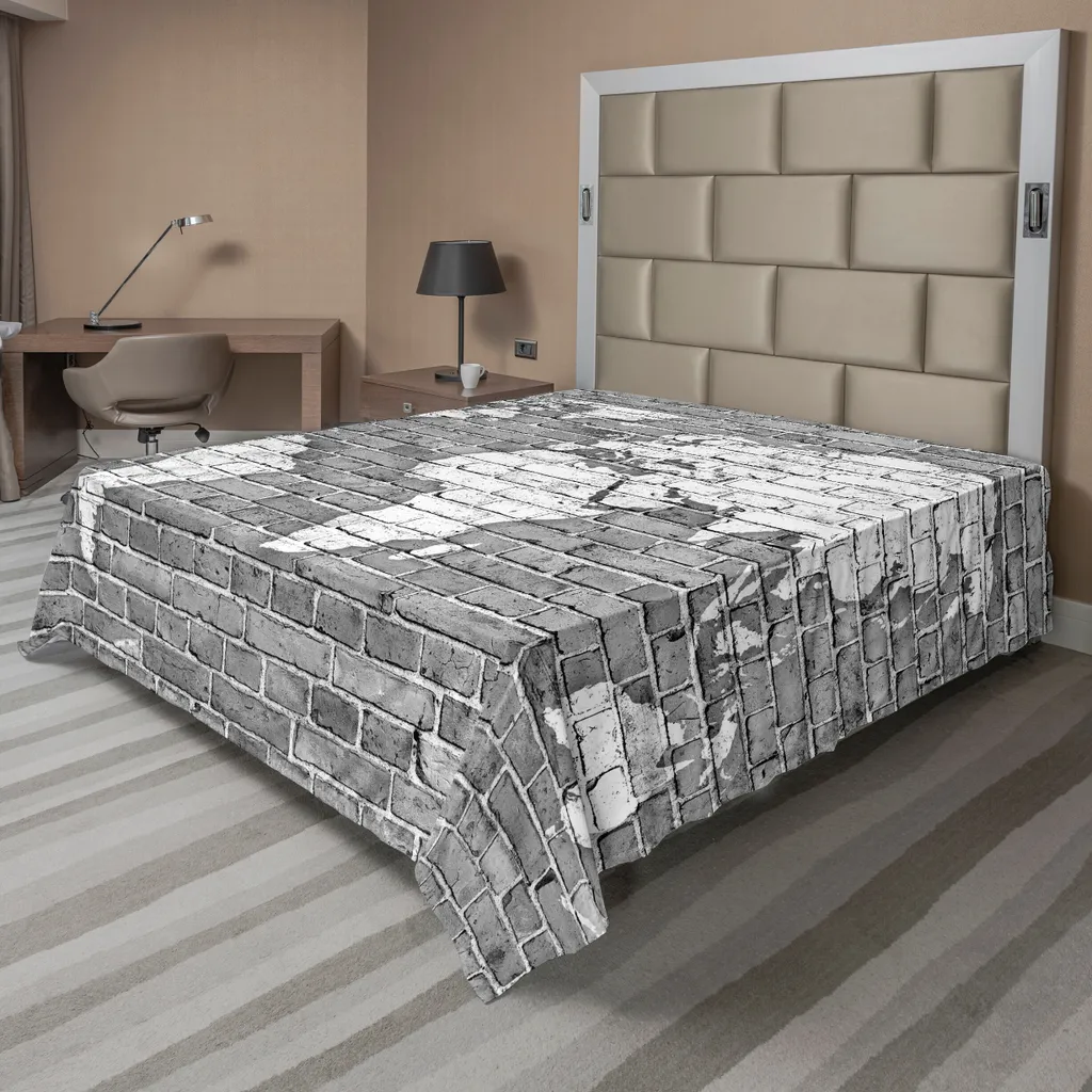 Lenzuolo ABAKUHAUS Mappa del Mondo Grigio Bianco | Eleganza Urban