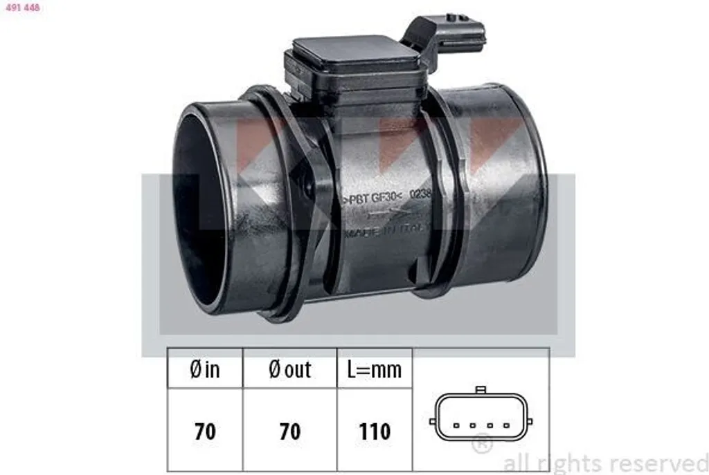 Débitmètre d'air KW 491 448 haute fiabilité pour RENAULT Clio III LMM