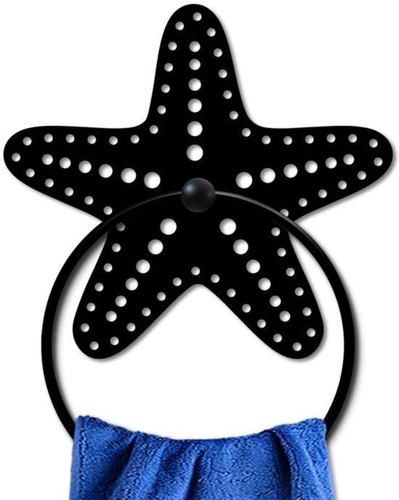 Metallischer Handtuchhalter Wandmontage, schwarz, Polkadot-Design