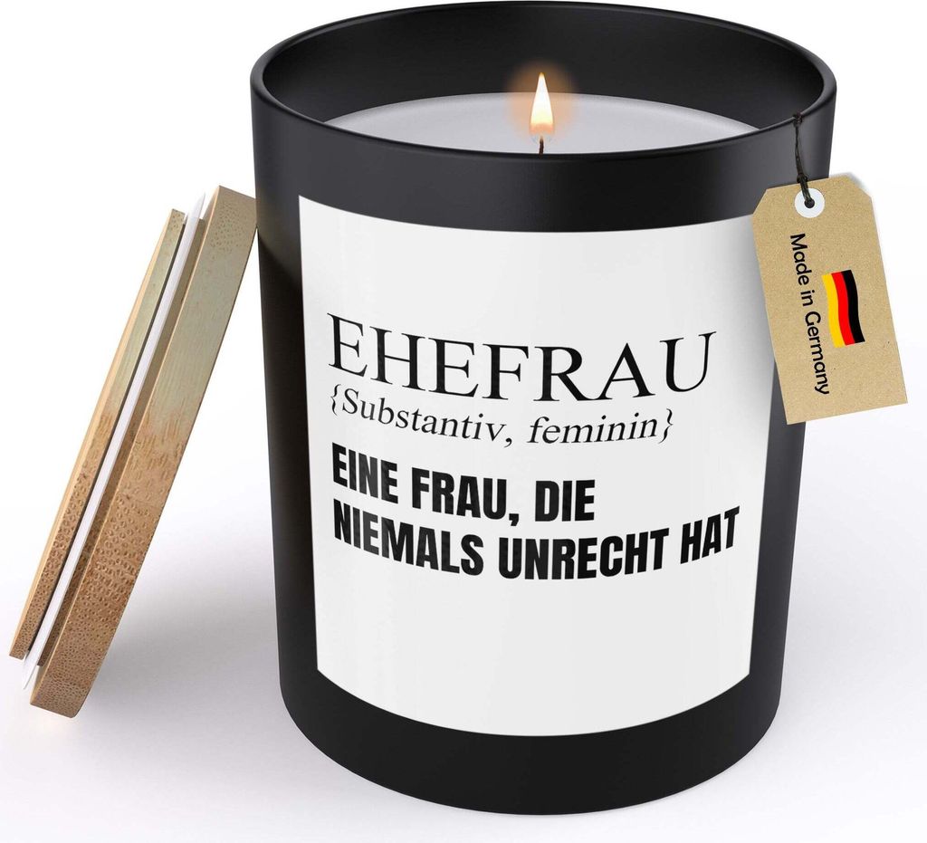 22Feels Ehefrau Geschenk Hochzeitstag Spruchkerze Frauen Geburtstag Sojawachs Kerze im Glas Liebe Ehe Partnerin Handgemacht Duft Deko Vegan Nachhal...