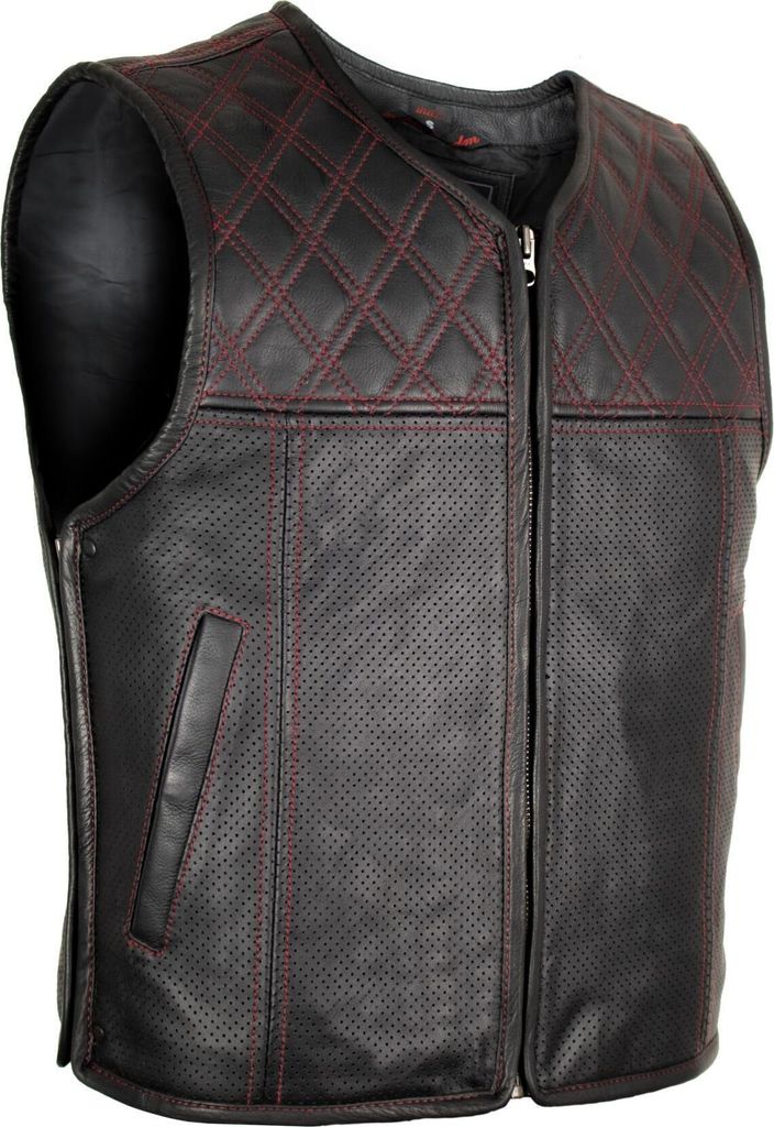 Herren Biker Hunter Stepp Lederkutte Lederweste Motorrad Produktbild 
