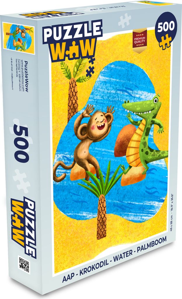 MuchoWow Puzzle 500 Teile Affe - Krokodil - Wasser - Palme - Denken - Spiel - Toy