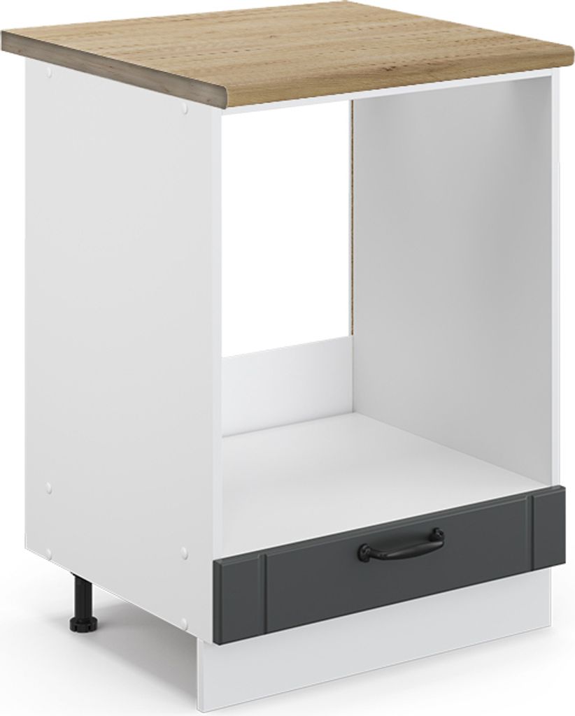 Herdumbauschrank Vicco Fame-Line Anthrazit Landhaus 60 cm , AP Eiche, Model 45588
