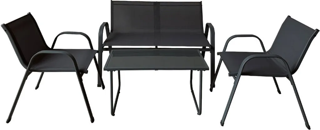 Set de jardin Marbueno 10468 noir sans entretien pour extérieur et balcon