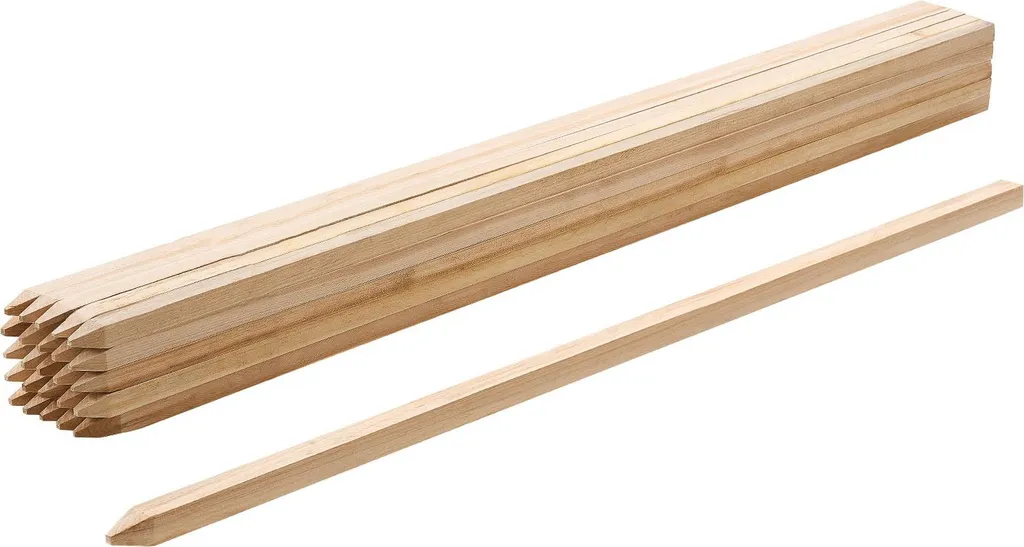 SucceBuy paletti in legno, 25 pezzi 19,05x19,05x1219,2 mm paletti in legno, paletti in legno con estremità appuntita, paletti per recinzioni in legno di abete, segnali per recinzioni di fango, confini del giardino, marcature per confini di proprietà - 1
