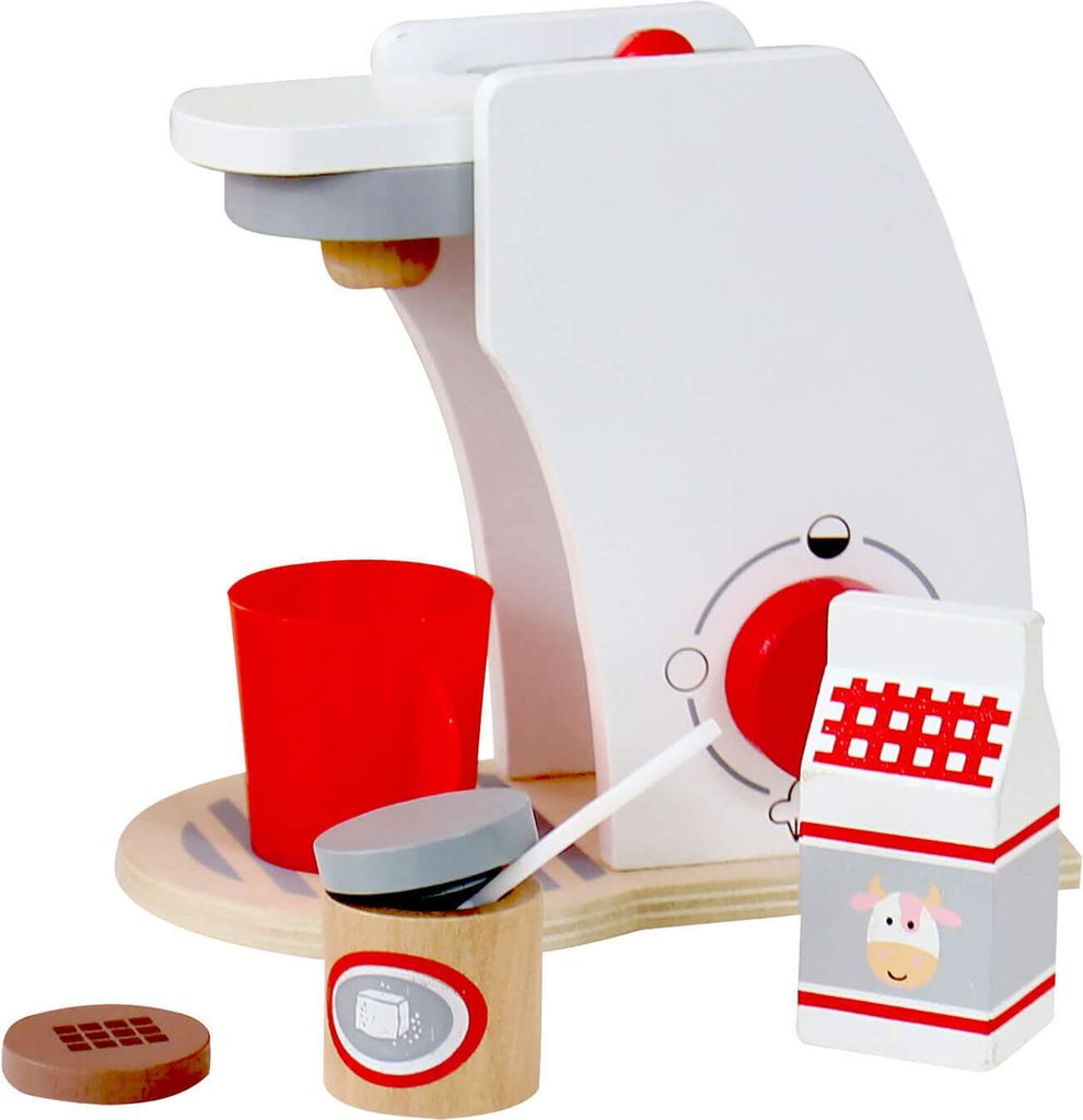 Rebecca Mobili Spiel Kaffeemaschine für Kinder mit Zubehör Booy Ab 3 Jahren Holz Mehrfarbig